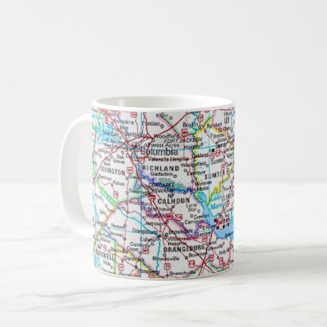 Caneca De Café South Carolina Road Map Mug (Frente Esquerda)