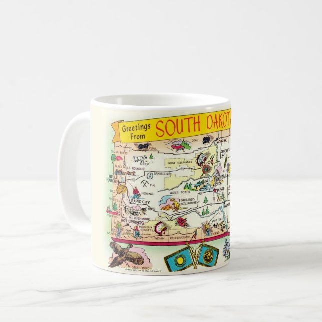 Caneca De Café South Dakota Map Mug (Frente Esquerda)