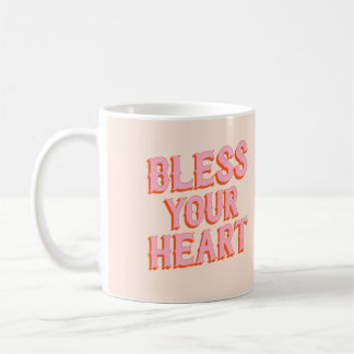 Caneca De Café Southern Snark: Abençoe seu coração (rosa e laranj