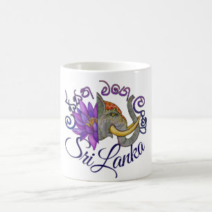 Caneca De Café Souvenirs do Sri Lanka com Elefante e Lotus