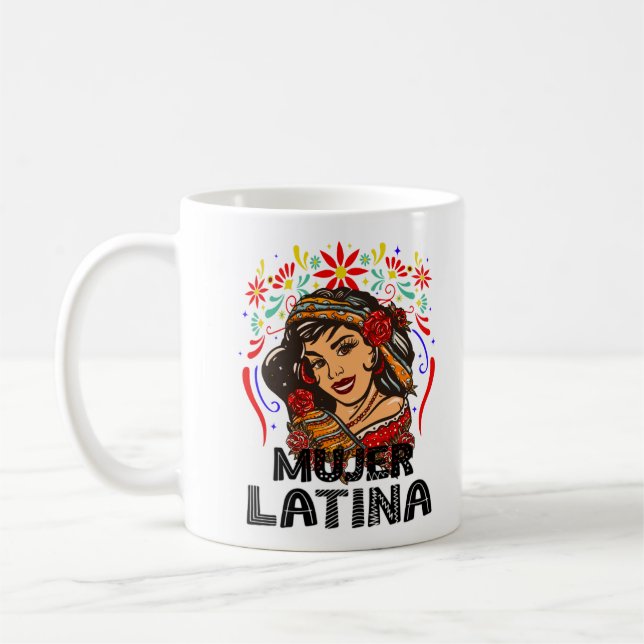 Caneca De Café Soy Mujer Latina, Forte mulher latina (Esquerda)