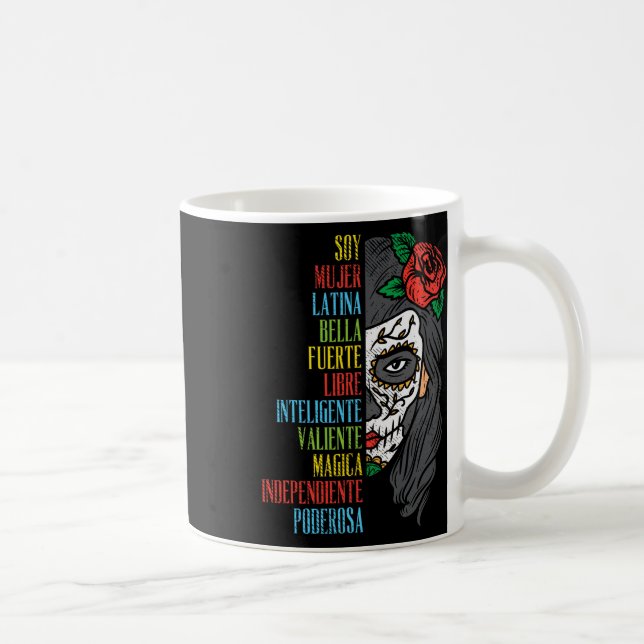 Caneca De Café Soy Mujer Latina Sugar Crânio Mulheres Cinco de Ma (Direita)