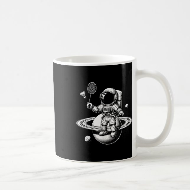 Caneca De Café Space Astronaut Badminton Player Shuttle Sport  (Direita)