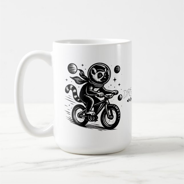 Caneca De Café Space Lemur Astronaut Riding Bicycle - Madagascar  (Esquerda)