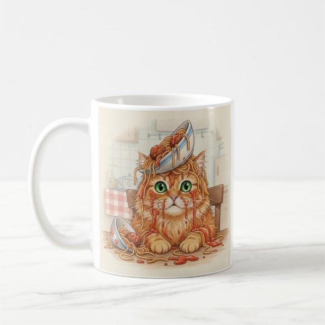 Caneca De Café Spaghetti Kitty, Orange, Coffee Mug (Esquerda)