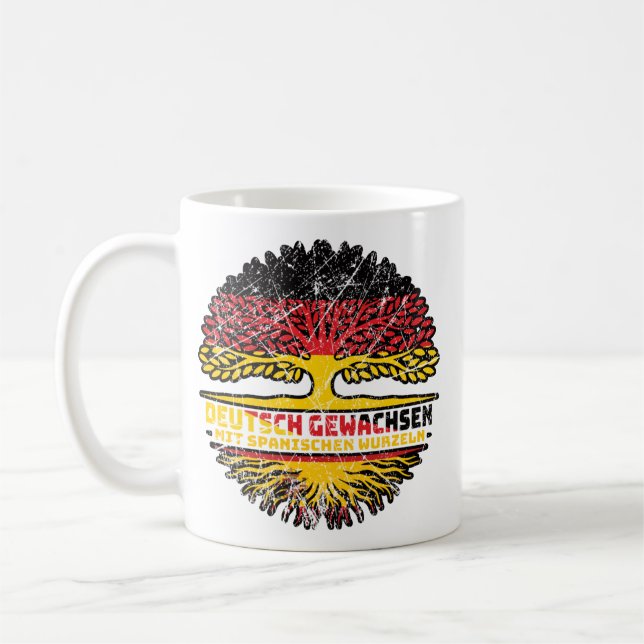 Caneca De Café Spanien Spanisch Deutsch Alemanha Baum Wurzel (Esquerda)