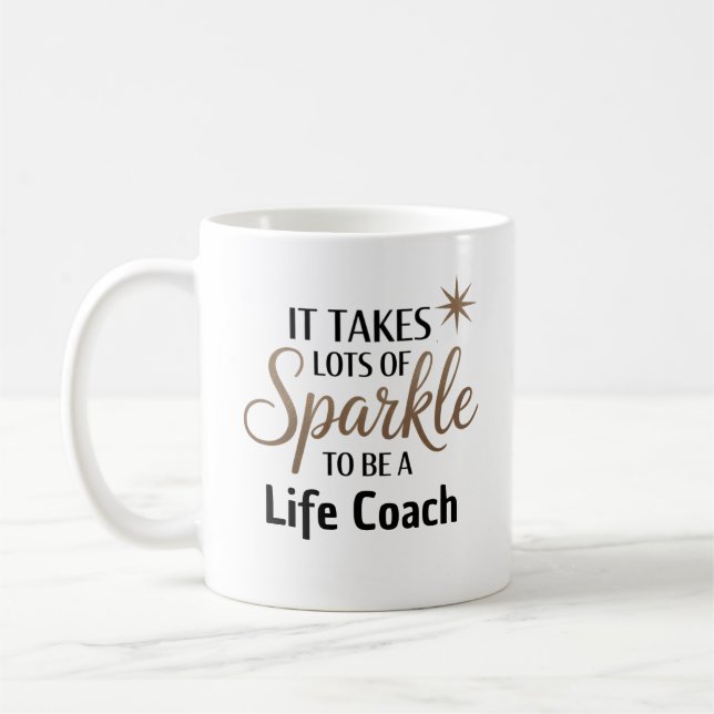 Caneca De Café ✨ Sparkle Cite Presente para Treinador de Vida (Esquerda)