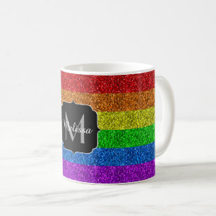 Caneca De Café Sparkles vibrantes da bandeira de LGBT