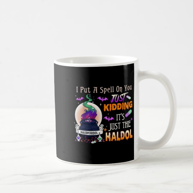 Caneca De Café Spell Just Kidding Haldol Halloween Nurse Rn Icu  (Direita)