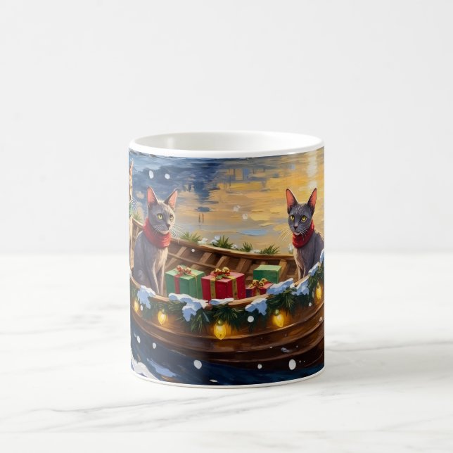 Caneca De Café Sphynx Cat Christmas Boat Holiday (Centro)