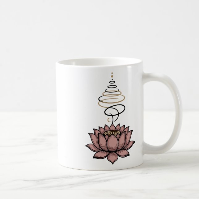 Caneca De Café Spiritual Lotus Flower Unalome Zen Meditation Yoga (Direita)
