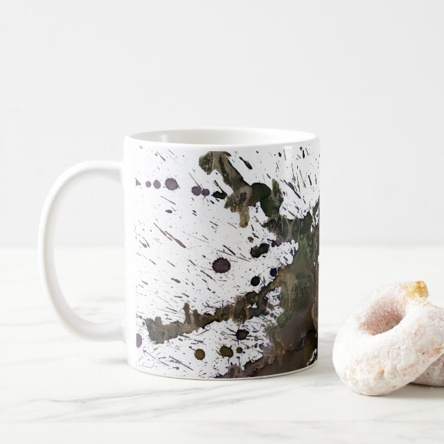 Caneca De Café Splatter abstrato em Brown (Com Donut)