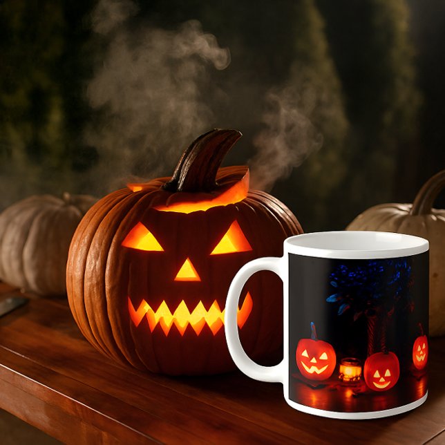 Caneca De Café Spookeen Pumpkin Lanterna Mug (Criador carregado)