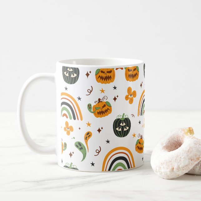 Caneca De Café Spooky Boho Halloween (Com Donut)