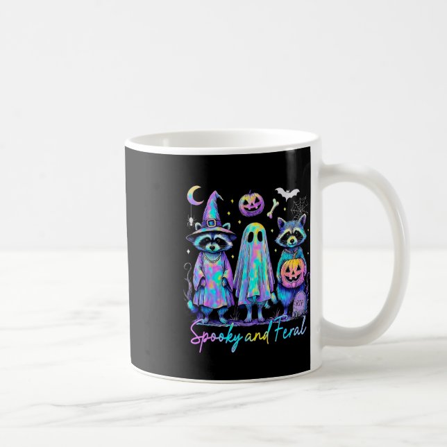 Caneca De Café Spooky E Feral Halloween Raccoon Witch Ghost Jac (Direita)