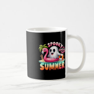 Caneca De Café Spooky Ghoul Summer Funny Ghost Flamingo Summer Va