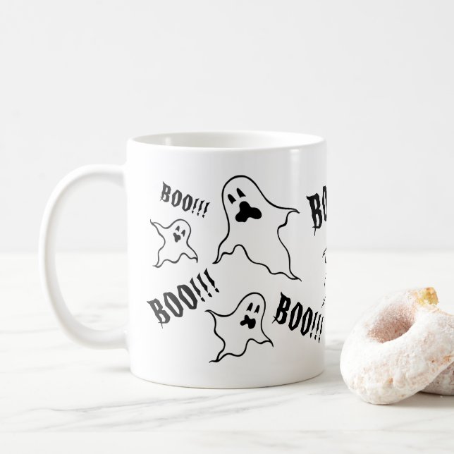 Caneca De Café Spooky Halloween Ghosts (Com Donut)