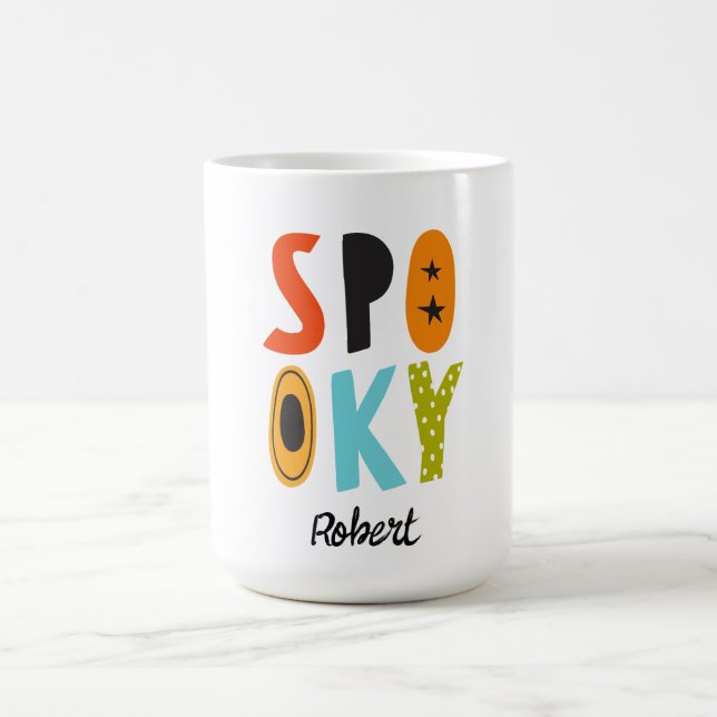 Caneca De Café Spooky Halloween Personalized name  (Centro)