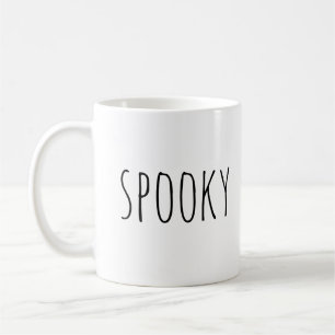 Caneca De Café Spooky. Halloween, tipografia branca e preta