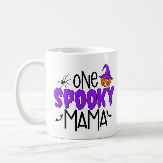 Caneca De Café Spooky Mama Cita Pumpkin de Halloween e Aranha (Esquerda)