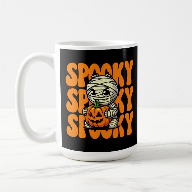Caneca De Café Spooky Mummy Hugging Pumpkin Halloween (Esquerda)