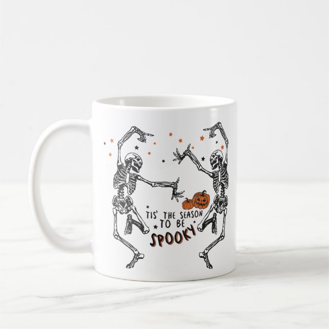 Caneca De Café Spooky Season Skeletons Dançando (Esquerda)