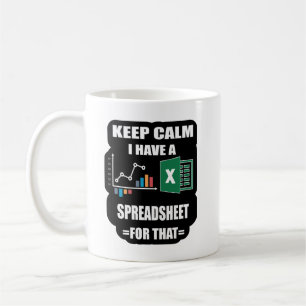 Caneca De Café Spread Sheet Mug, Excel Mug Shortcut, Mug Excel,