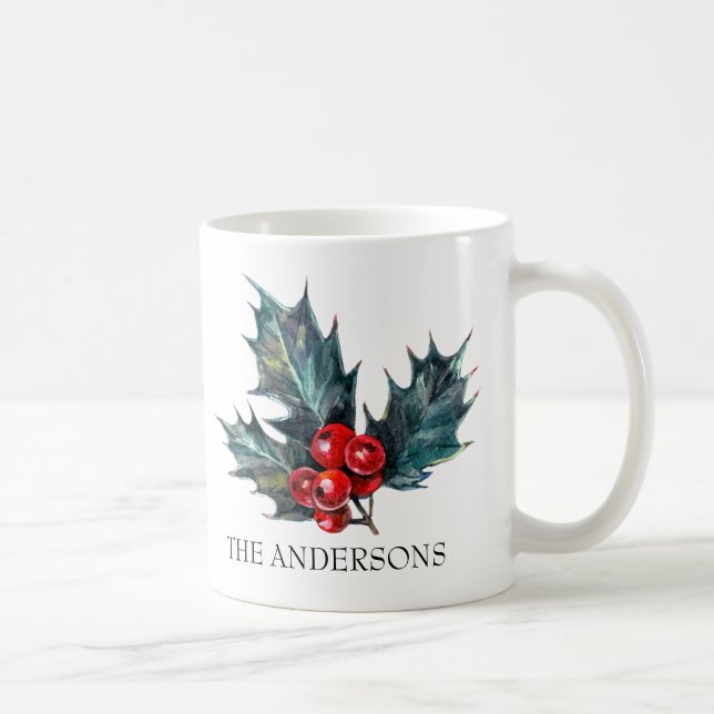 Caneca De Café Sprig de Natal Personalizado (Direita)