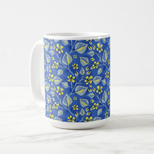Caneca De Café Sprigs com folhas e flores.