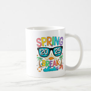 Caneca De Café Spring Break Squad Crew Vintage 2025 Beach Palm Fa
