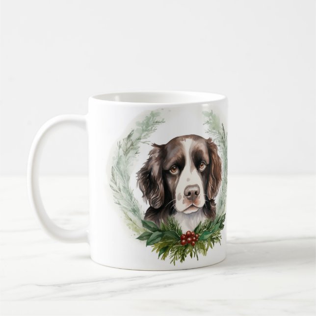 Caneca De Café Springer Spaniel da Festa de Natal (Esquerda)