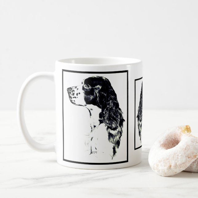 Caneca De Café Springer Spaniel Vintage Art (Com Donut)