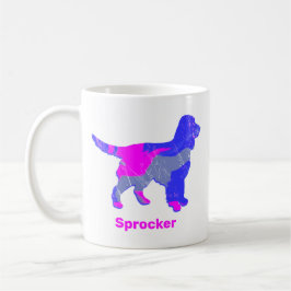Caneca De Café Sprocker Spaniel Dog Silhouette Quente Rosa Branco
