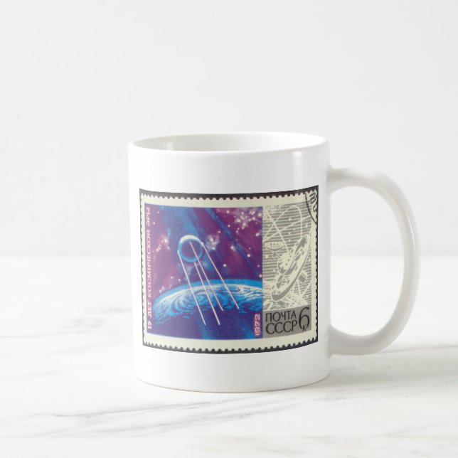 Caneca De Café Sputnik 1 15 anos de ciência espacial do russo (Direita)