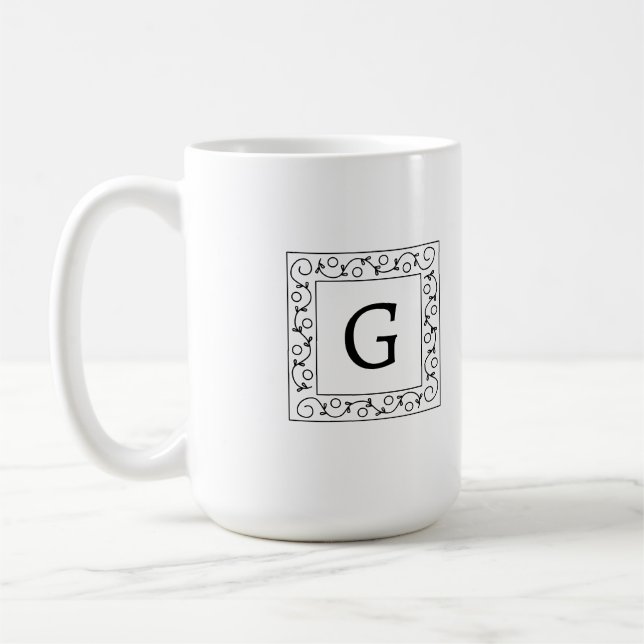 Caneca De Café Square Swirly Vines Monogram (Esquerda)