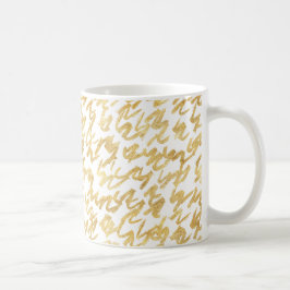Caneca De Café Squiggles do abstrato do Glitz do ouro