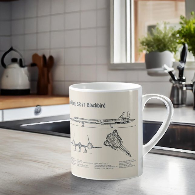 Caneca De Café SR-71 Blackbird - Planos de avião Blueprint SD (Criador carregado)