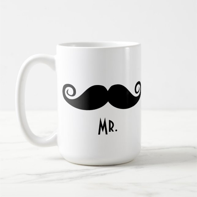 Caneca De Café Sr. Bigode & Sra. Lábios (Esquerda)