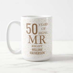 Caneca De Café Sr. Diversão 50º Aniversário Dourado Corações