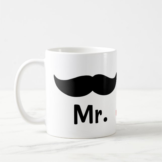 Caneca De Café Sr. e Sr. Mustache Gay Wedding (Esquerda)