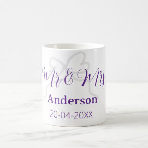 Caneca De Café Sr e Sra adicionam nome da família data ano arco d