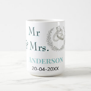 Caneca De Café Sr e Sra adicionam o nome da família data ano favo
