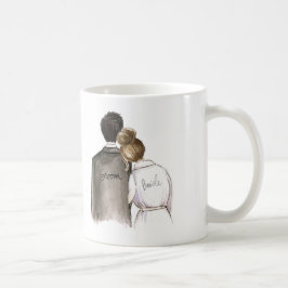 Caneca De Café Sr. e Sra. futuros homem do cabelo preto e noiva