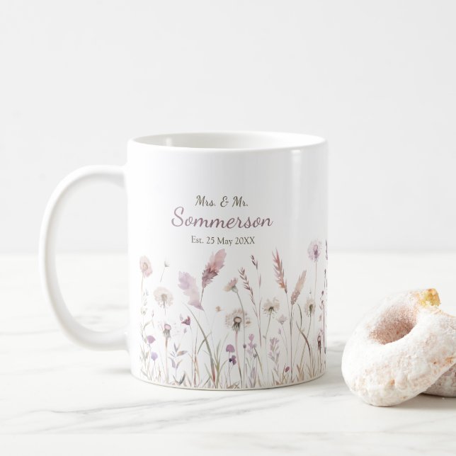 Caneca De Café Sr. e Sra. Noivos Recém-Casados Presente (Com Donut)