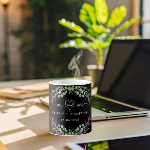 Caneca De Café Sr. recém-casados lavanda casamento negro