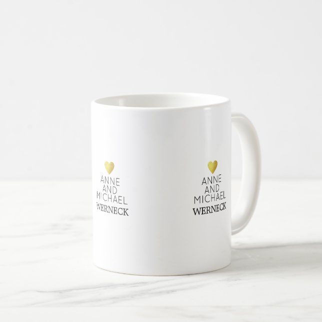 Caneca De Café Sr. & Sra. Primeiro nome / sobrenome, amor branco  (Frente Esquerda)