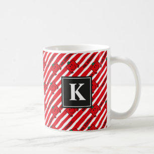 Caneca De Café Sr. Strong Padrão de Stripes Vermelhas Monogra