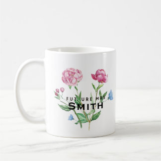 Caneca De Café Sra. futura Customizável do vintage floral