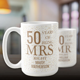 Caneca De Café Sra. Right Diversão 50º Aniversário de Casamento C