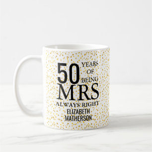 Caneca De Café Sra. Sempre Certa Diversão 50º Aniversário de Casa
